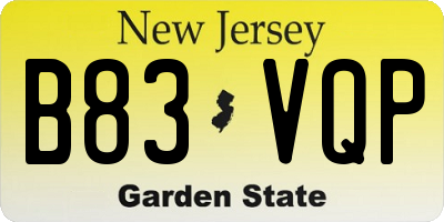 NJ license plate B83VQP