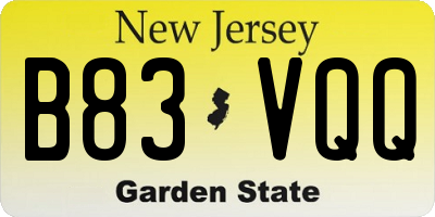 NJ license plate B83VQQ