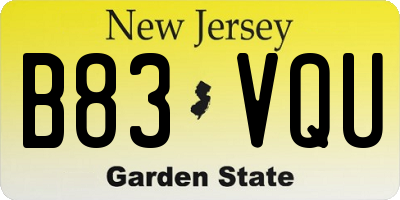 NJ license plate B83VQU
