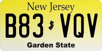 NJ license plate B83VQV