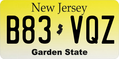 NJ license plate B83VQZ