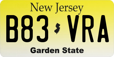 NJ license plate B83VRA