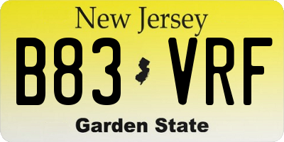 NJ license plate B83VRF