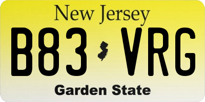 NJ license plate B83VRG
