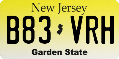 NJ license plate B83VRH