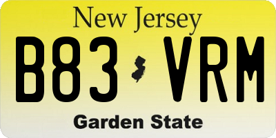 NJ license plate B83VRM
