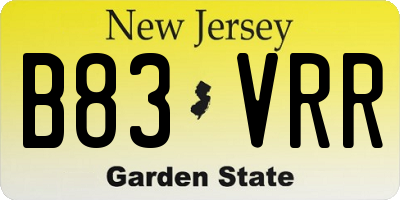 NJ license plate B83VRR