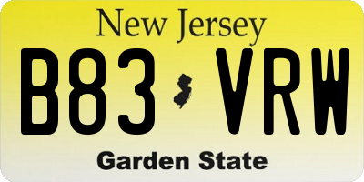NJ license plate B83VRW