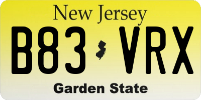 NJ license plate B83VRX