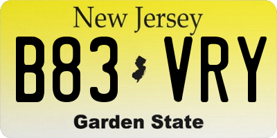 NJ license plate B83VRY