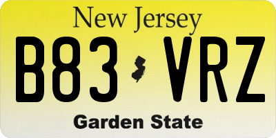 NJ license plate B83VRZ