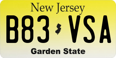 NJ license plate B83VSA