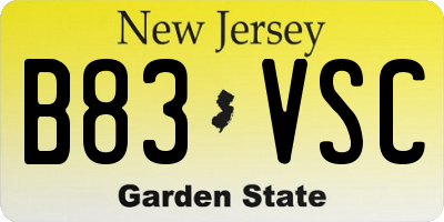 NJ license plate B83VSC