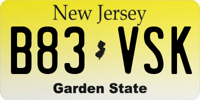 NJ license plate B83VSK