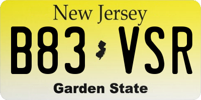 NJ license plate B83VSR