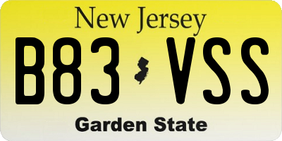 NJ license plate B83VSS