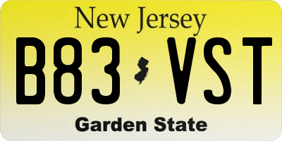 NJ license plate B83VST