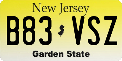 NJ license plate B83VSZ