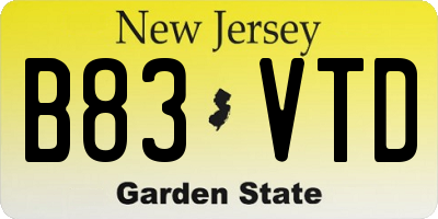 NJ license plate B83VTD