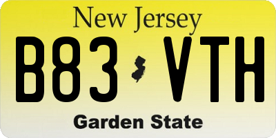 NJ license plate B83VTH