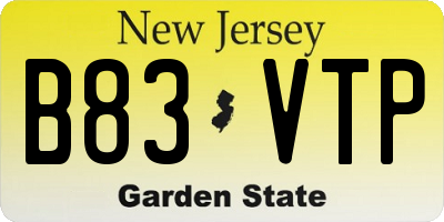 NJ license plate B83VTP