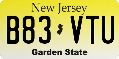 NJ license plate B83VTU