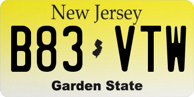 NJ license plate B83VTW