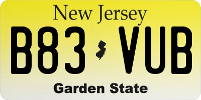 NJ license plate B83VUB