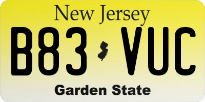 NJ license plate B83VUC