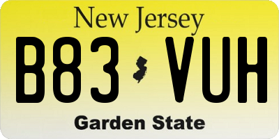 NJ license plate B83VUH
