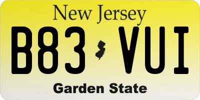 NJ license plate B83VUI