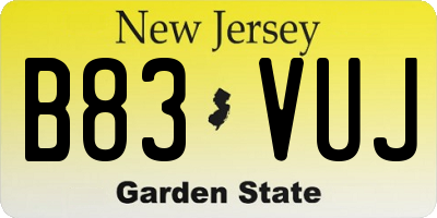 NJ license plate B83VUJ