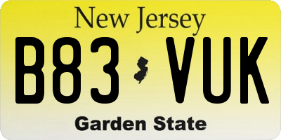 NJ license plate B83VUK