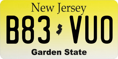 NJ license plate B83VUO