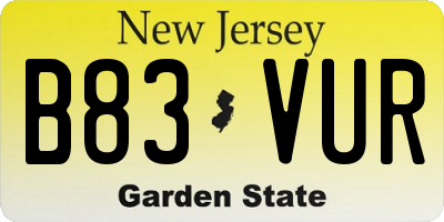 NJ license plate B83VUR