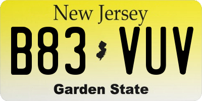 NJ license plate B83VUV