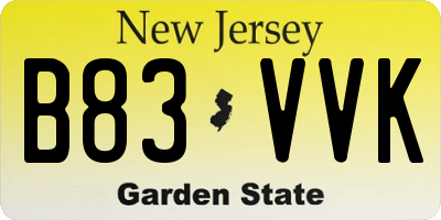 NJ license plate B83VVK