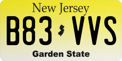NJ license plate B83VVS