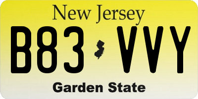 NJ license plate B83VVY