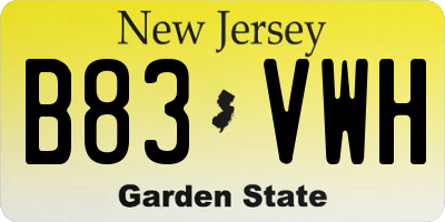 NJ license plate B83VWH