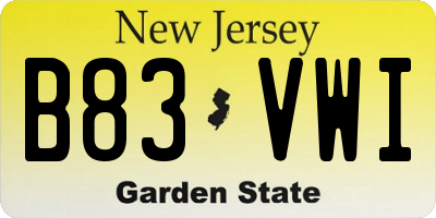 NJ license plate B83VWI
