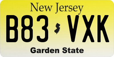 NJ license plate B83VXK