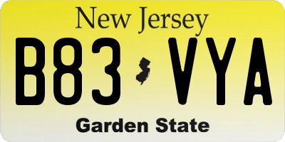 NJ license plate B83VYA