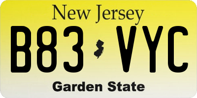 NJ license plate B83VYC