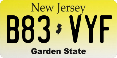 NJ license plate B83VYF