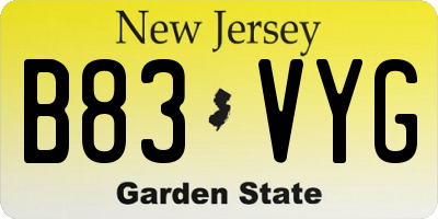 NJ license plate B83VYG