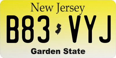 NJ license plate B83VYJ
