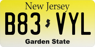 NJ license plate B83VYL