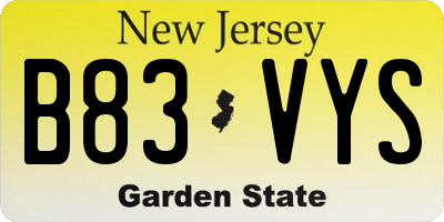 NJ license plate B83VYS