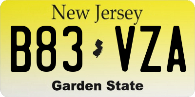 NJ license plate B83VZA